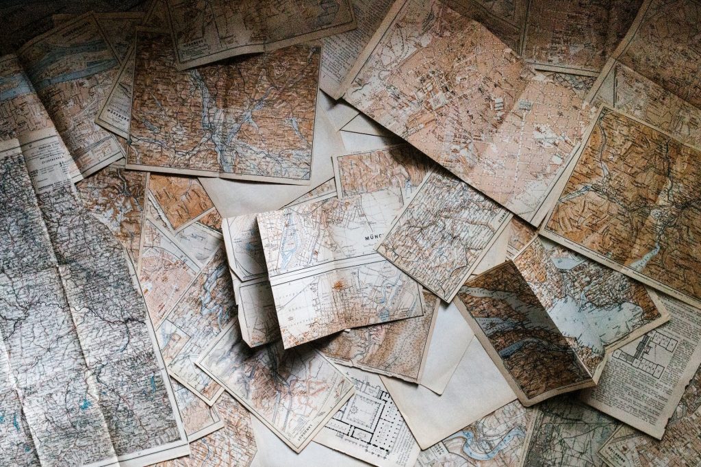 assorted map pieces